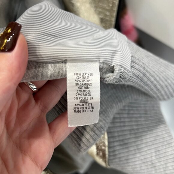 St. John Gold Gray Metallic Bomber Full Zip Jacket size XL - Picture 8 of 9